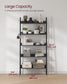 5-Tier Bookshelf Ebony Black and Ink Black FredCo