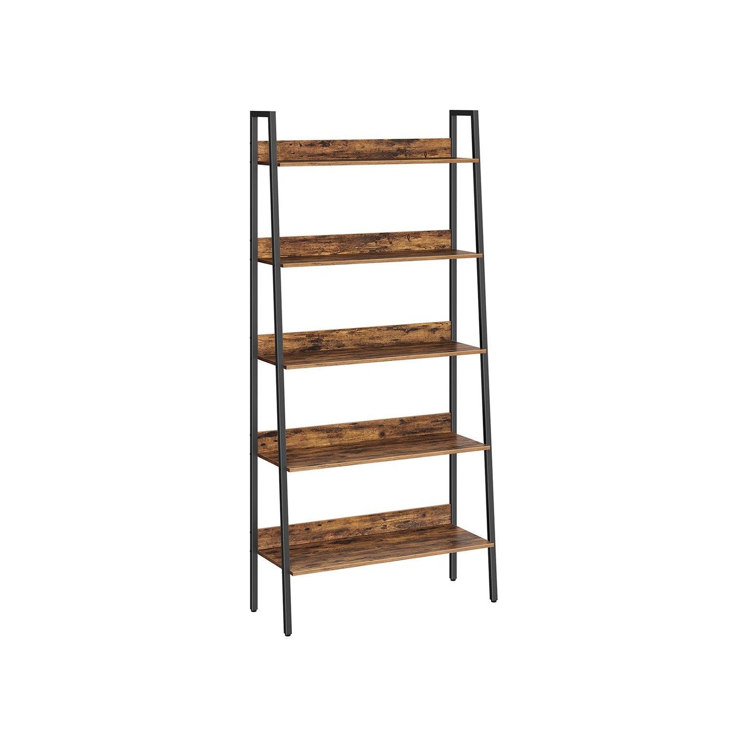 5-Tier Bookshelf Rustic Brown and Ink Black FredCo