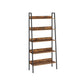 5-Tier Bookshelf Rustic Brown and Ink Black FredCo