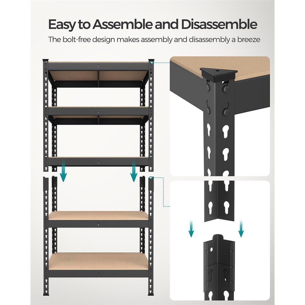 5-Tier Garage Storage Shelves Set Black FredCo