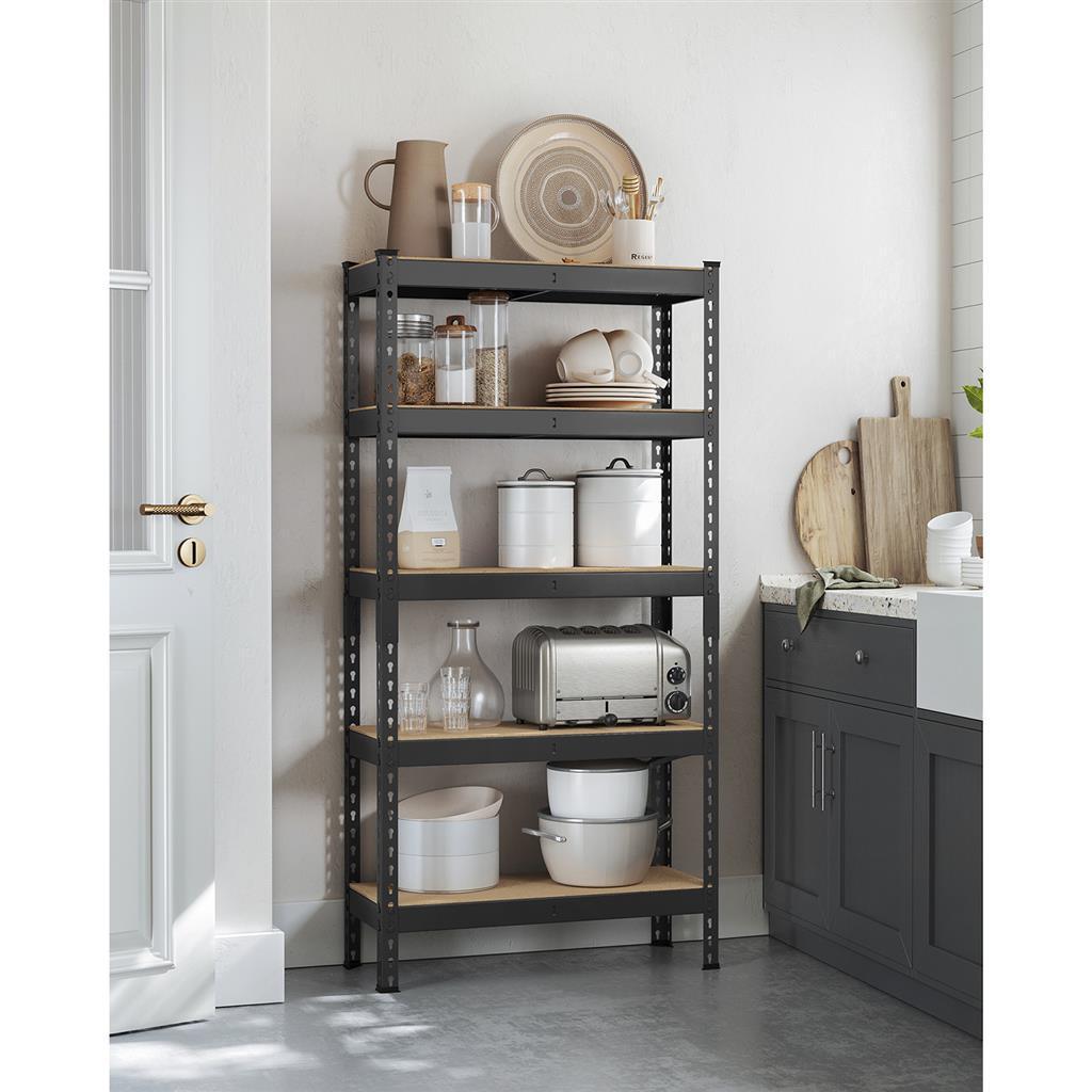 5-Tier Garage Storage Shelves Set Black FredCo