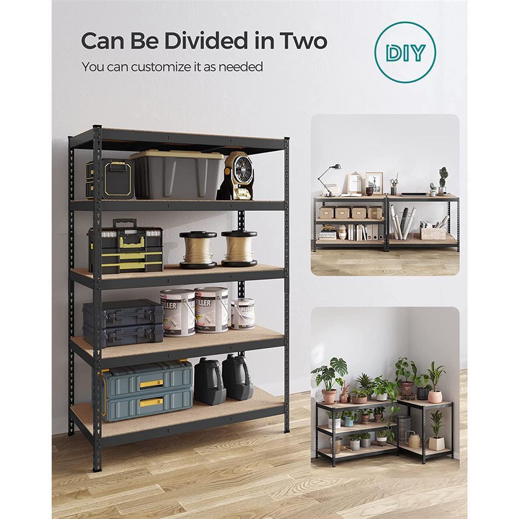 5-Tier Garage Storage Shelves Set Black Steel FredCo