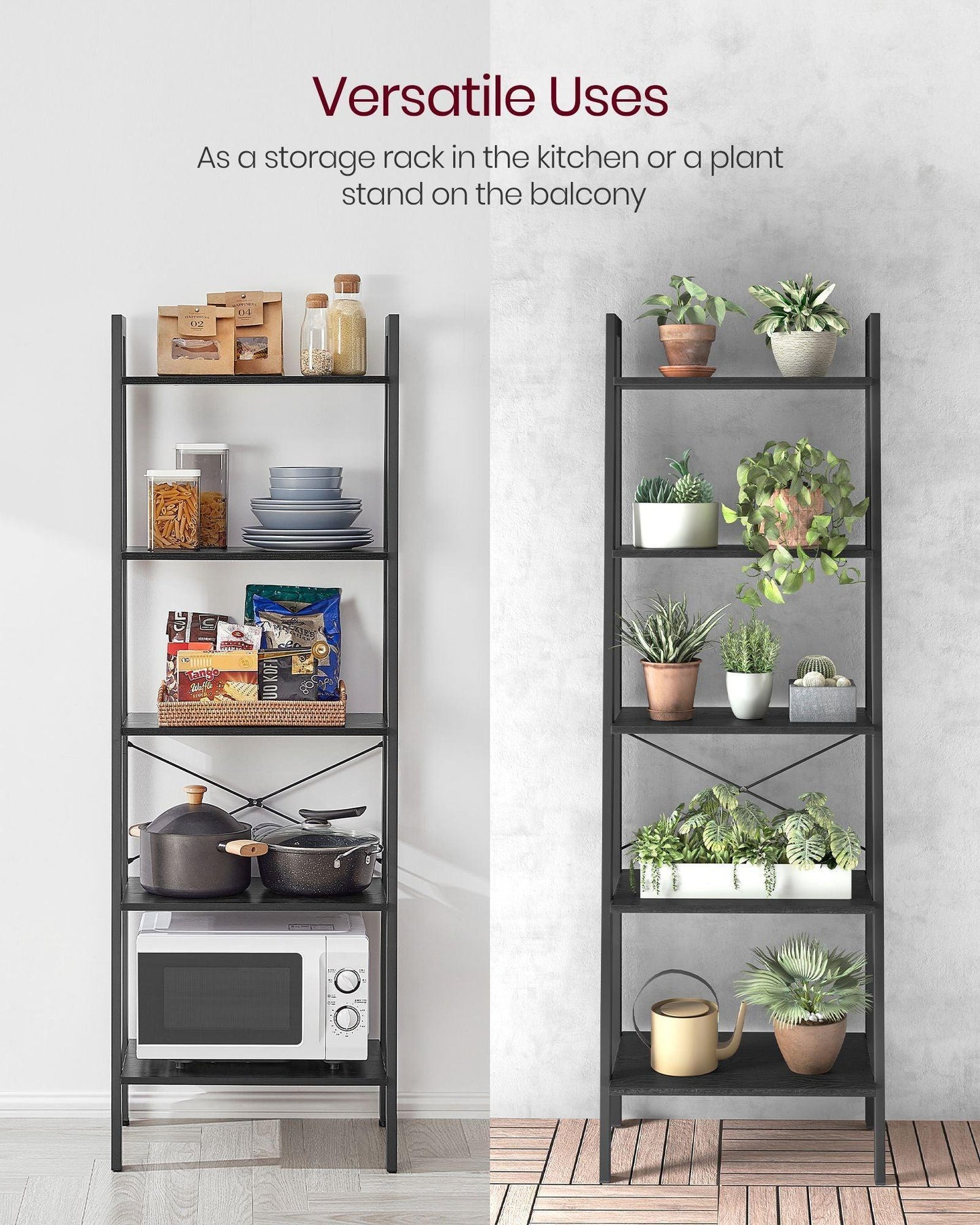 5-Tier Ladder Shelf with Steel Frame FredCo