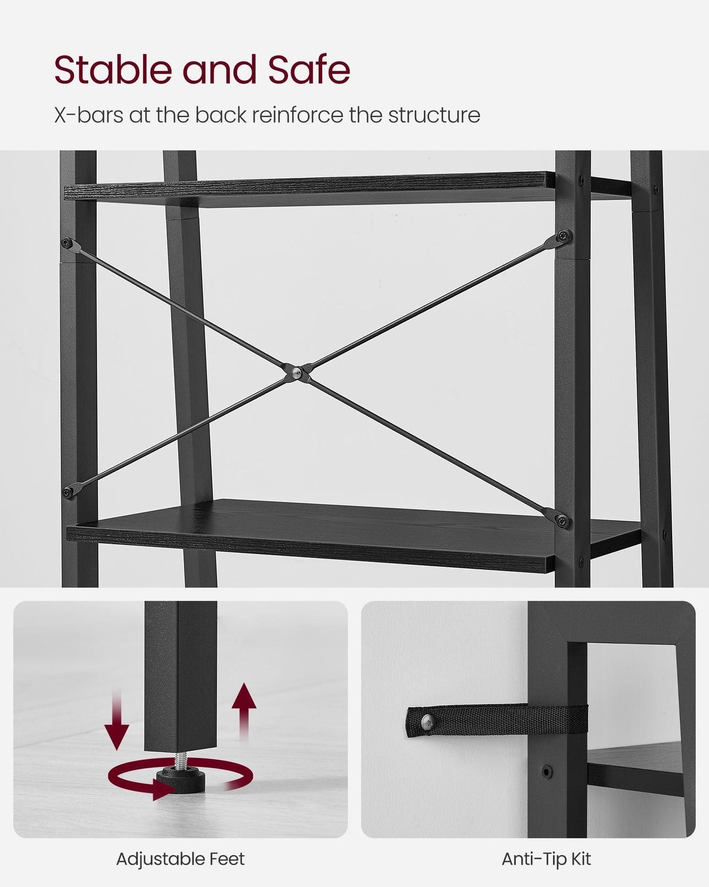 5-Tier Ladder Shelf with Steel Frame FredCo