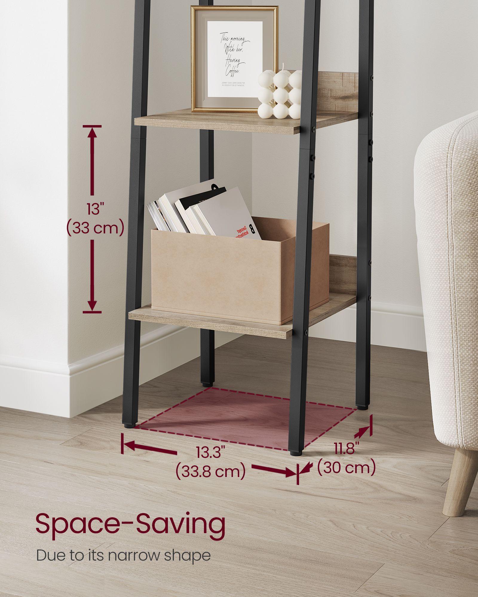 5-Tier Narrow Book Shelf Camel Brown and Black FredCo