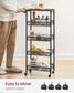5-Tier Rolling Storage Cart Rustic 8.7 Inches Deep FredCo
