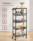 5-Tier Rolling Storage Cart Rustic 8.7 Inches Deep FredCo