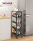 5-Tier Rolling Storage Cart Rustic 8.7 Inches Deep FredCo
