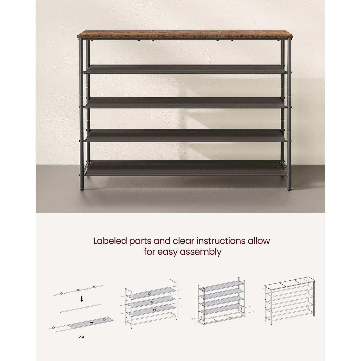 5-Tier Shoe Rack with 4 Fabric Shelves FredCo