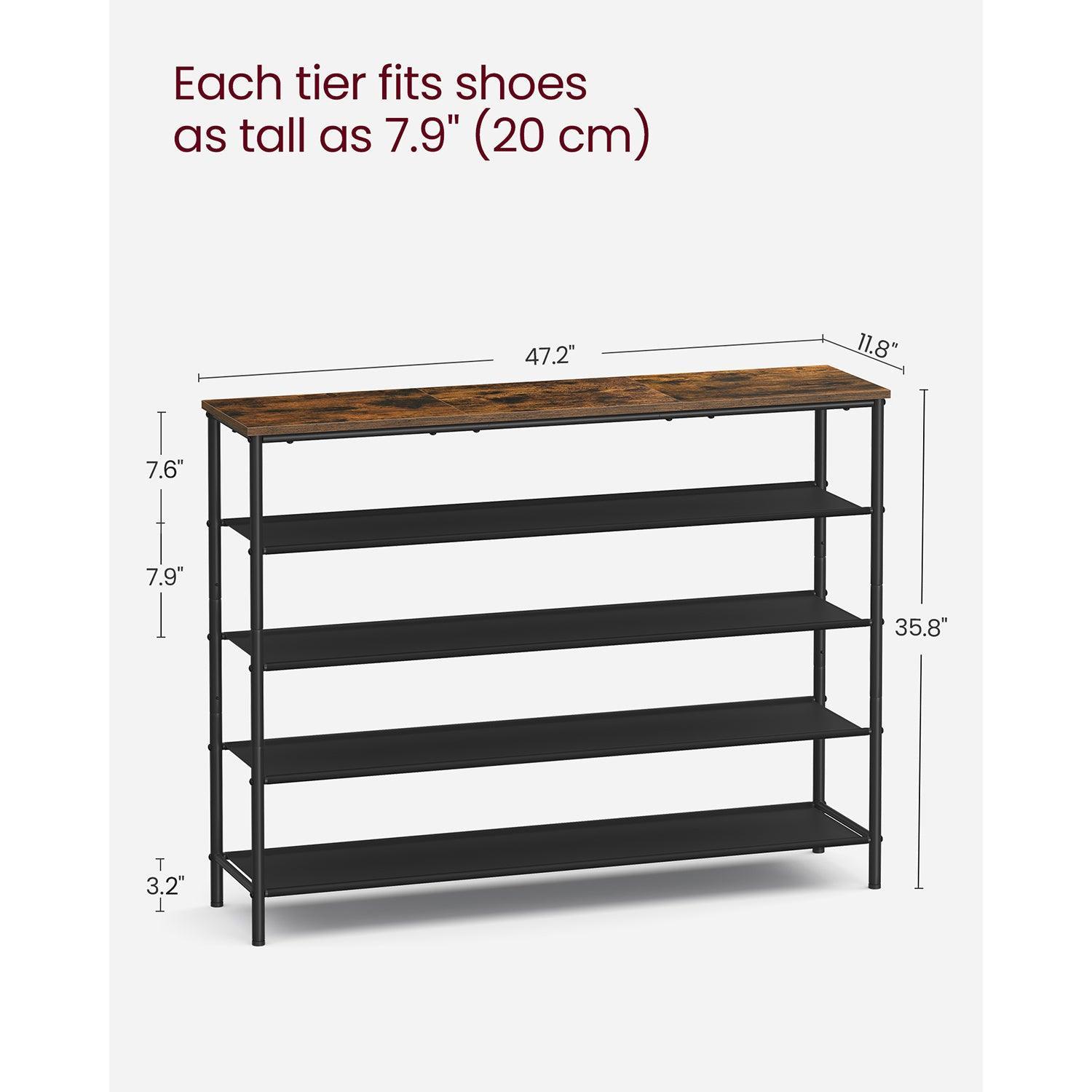 5-Tier Shoe Rack with 4 Fabric Shelves FredCo
