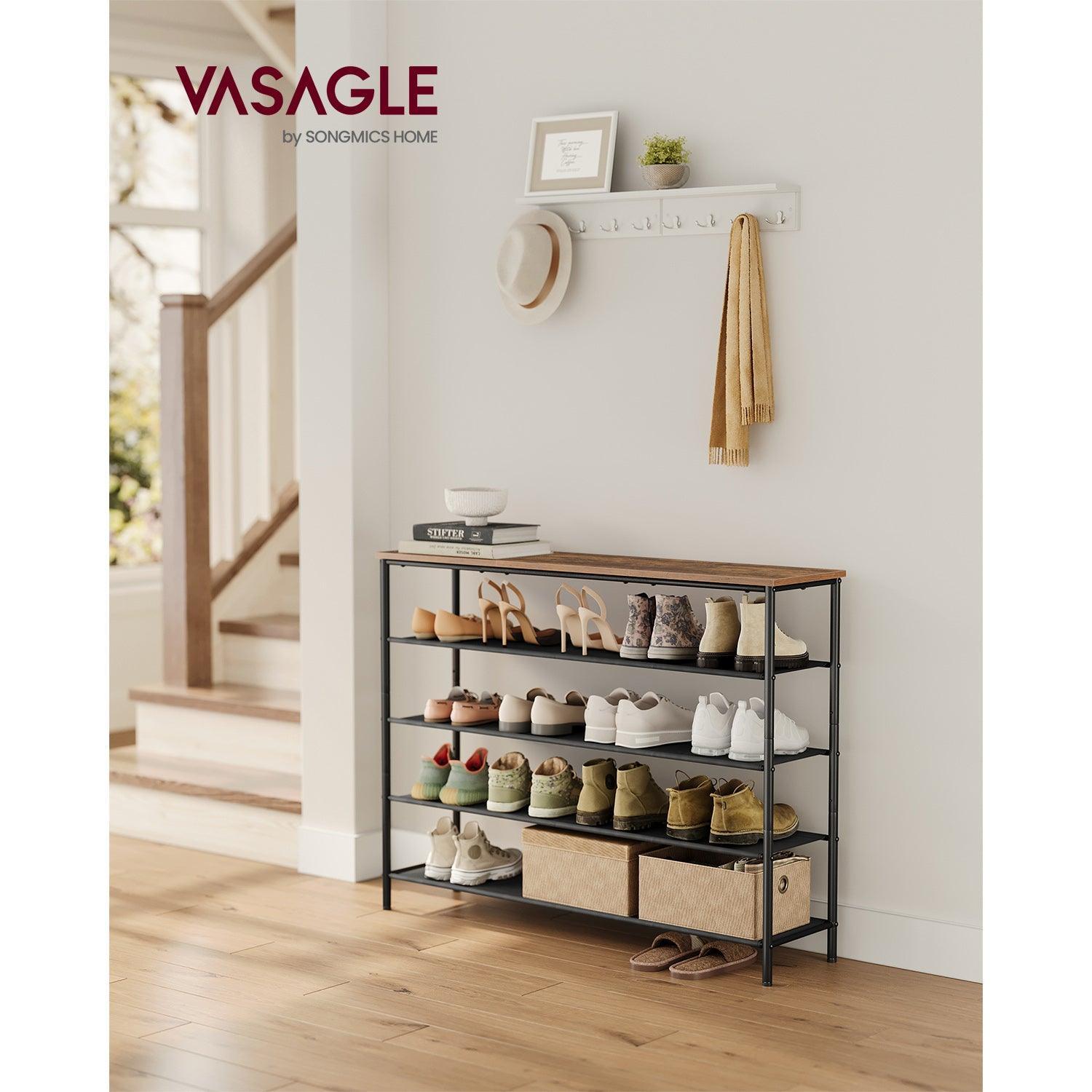 5-Tier Shoe Rack with 4 Fabric Shelves FredCo