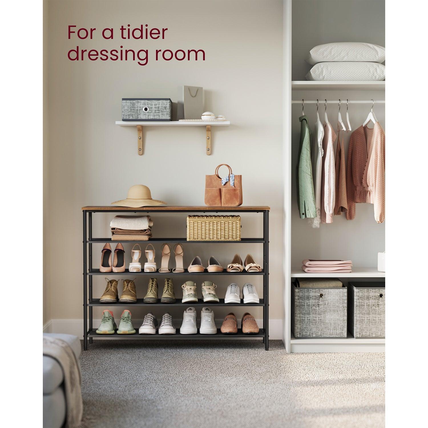 5-Tier Shoe Rack with 4 Fabric Shelves FredCo