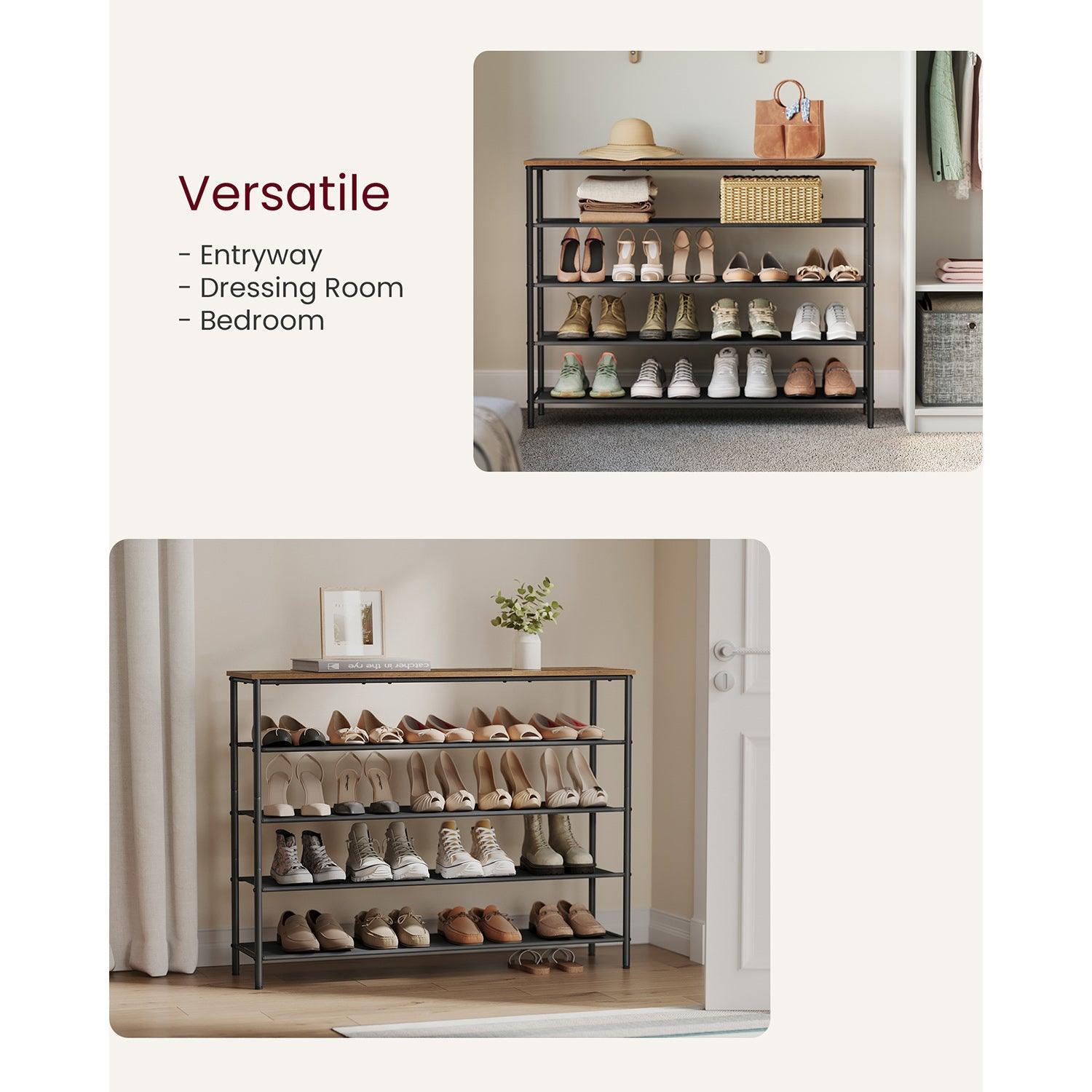 5-Tier Shoe Rack with 4 Fabric Shelves FredCo