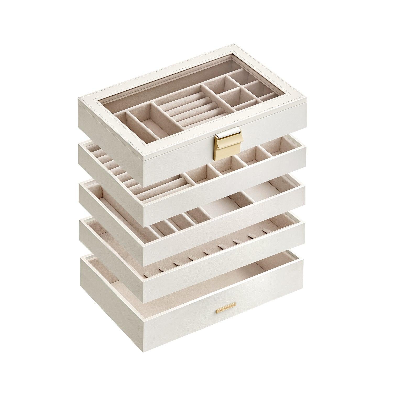 5-Tier Stackable Jewelry Trays Cloud White FredCo