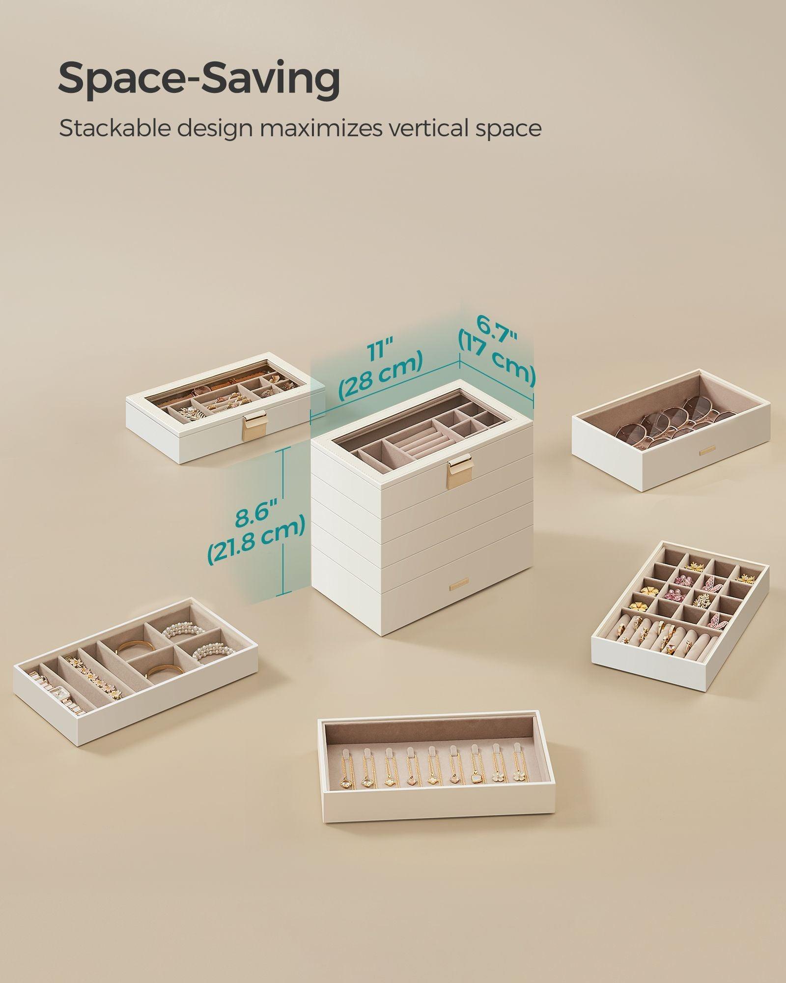 5-Tier Stackable Jewelry Trays Cloud White FredCo