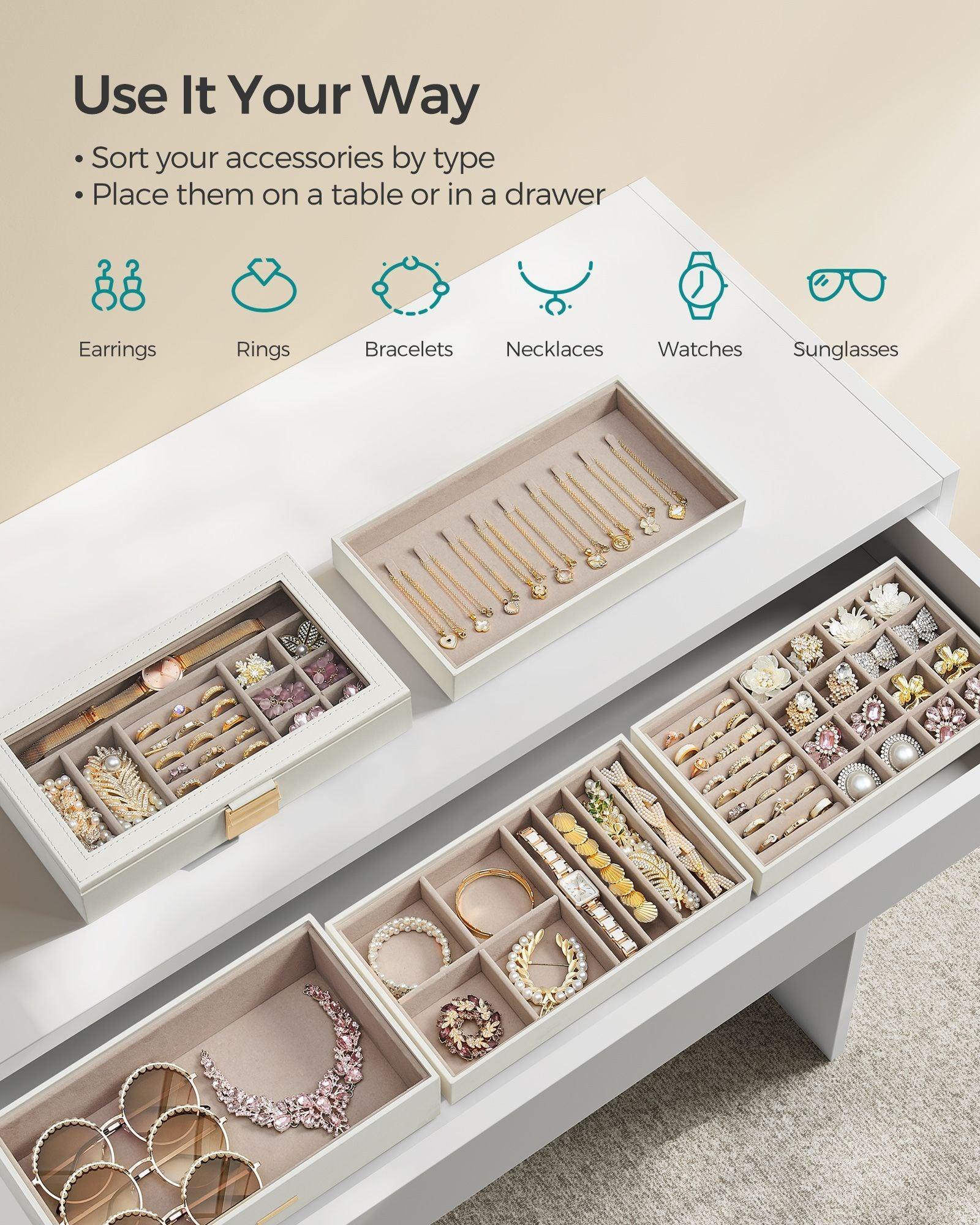 5-Tier Stackable Jewelry Trays Cloud White FredCo