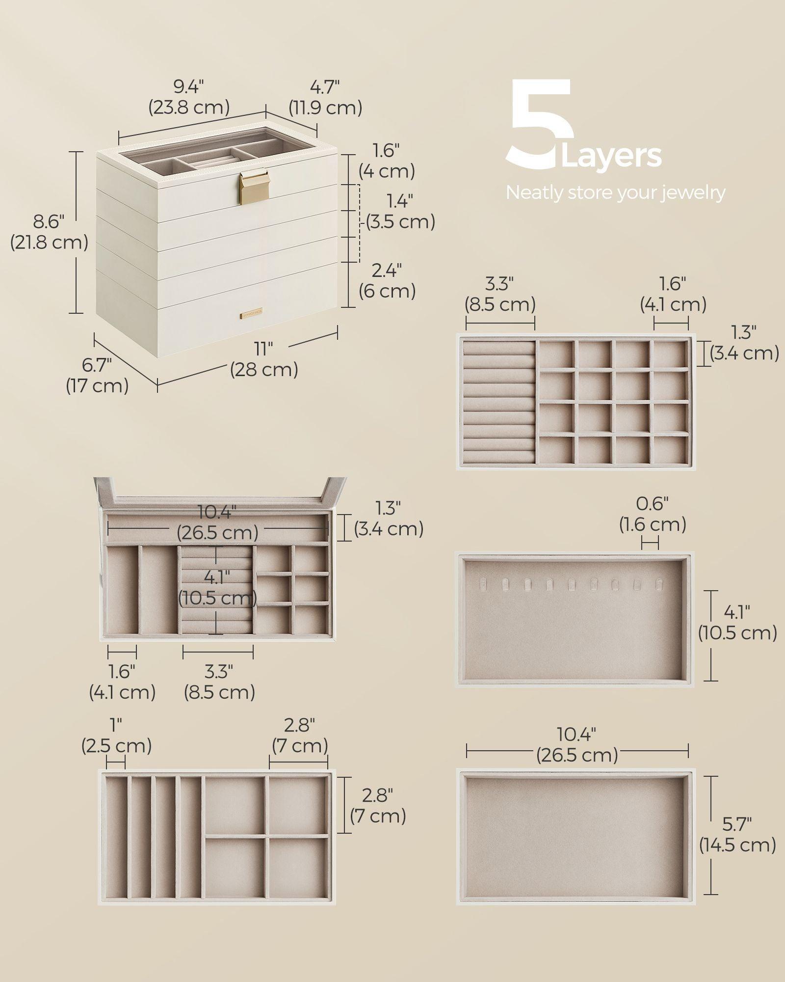 5-Tier Stackable Jewelry Trays Cloud White FredCo