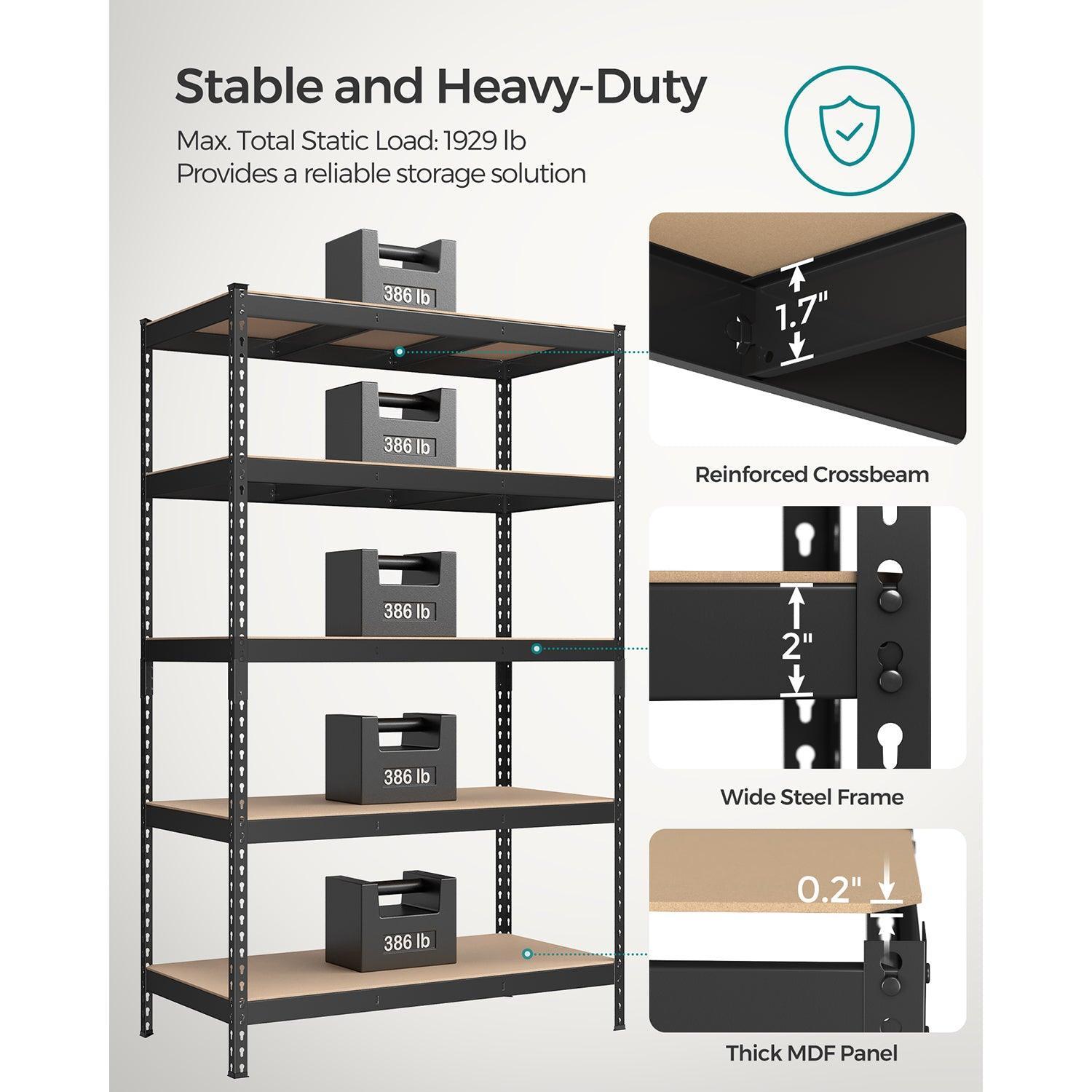 5-Tier Storage Shelves 23.6 x 47.2 x 70.9 Inches Black FredCo