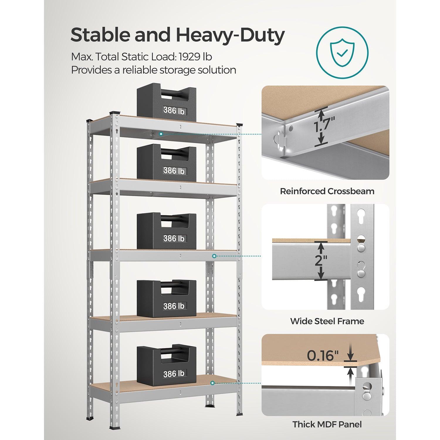 5-Tier Storage Shelves Silver FredCo