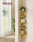 5-Tier Wall-Mounted Corner Shelf Natural Oak FredCo
