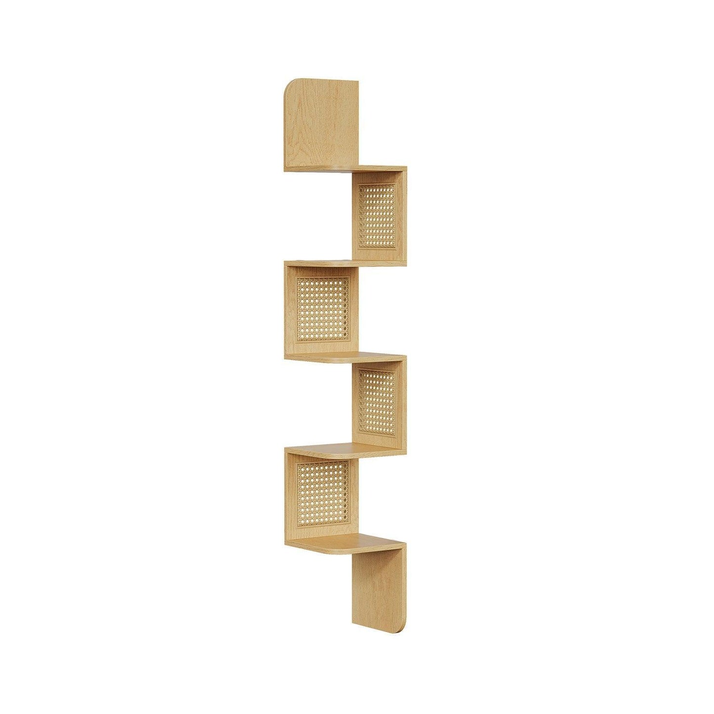 5-Tier Wall-Mounted Corner Shelf Oak Beige FredCo