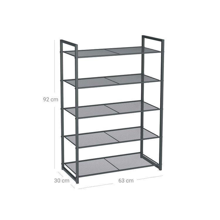 5 Tiers Shoe Rack Smoky Gray FredCo