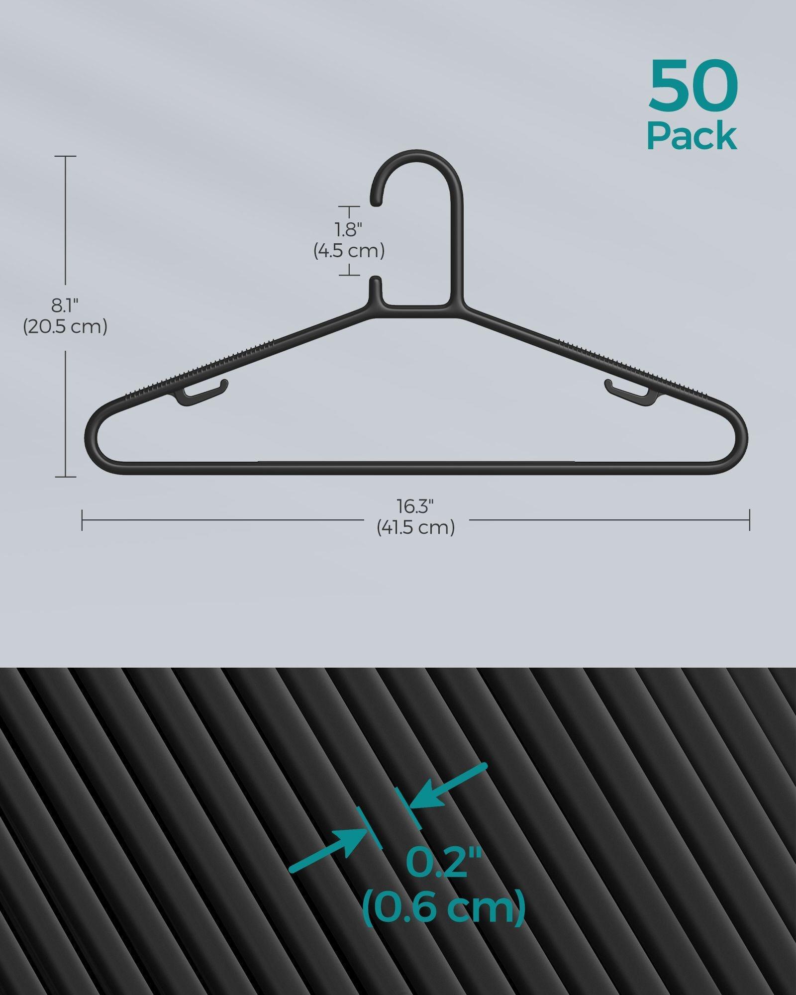 50-Pack Plastic Clothes Hangers Black FredCo