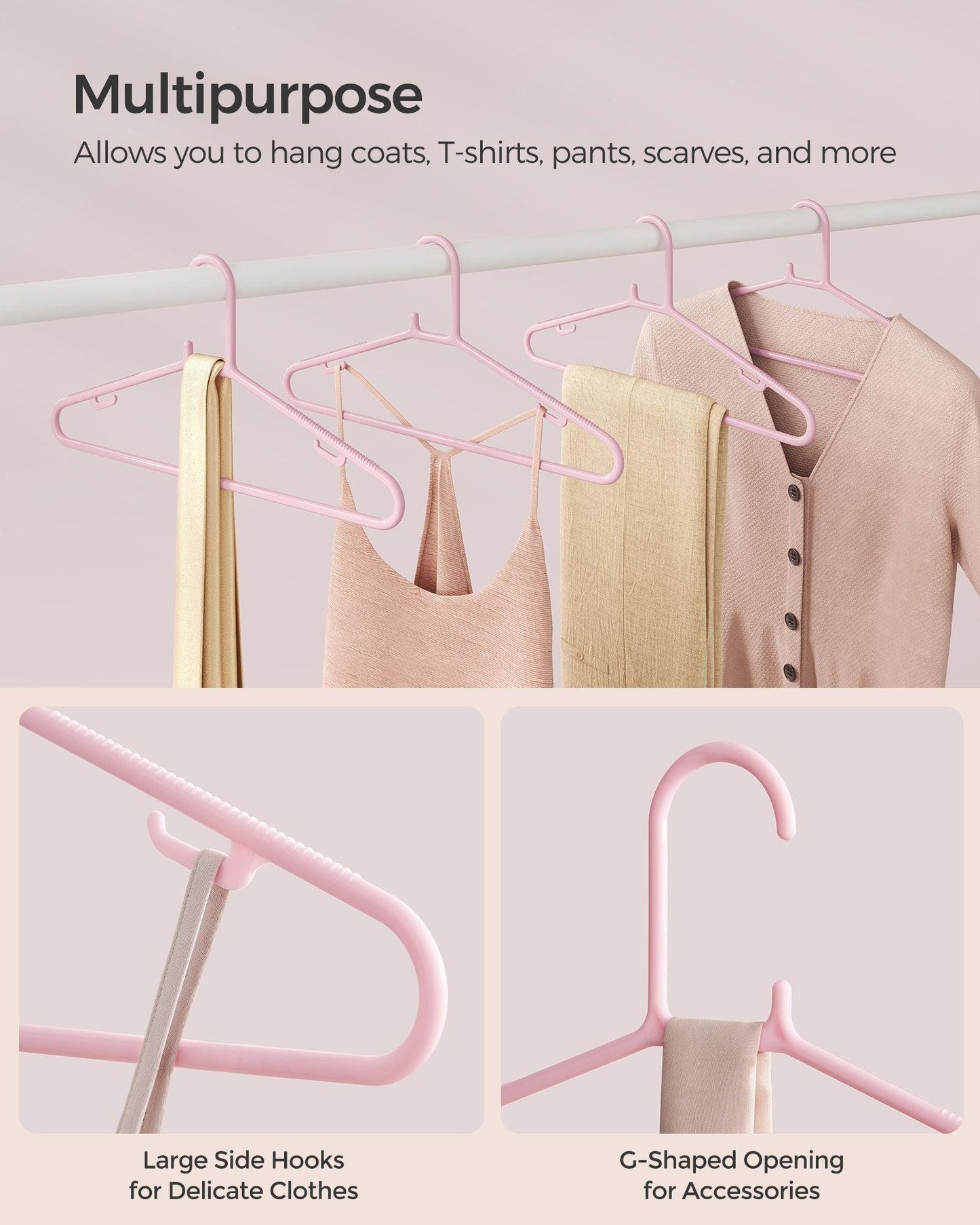 50-Pack Plastic Clothes Hangers Jelly Pink FredCo
