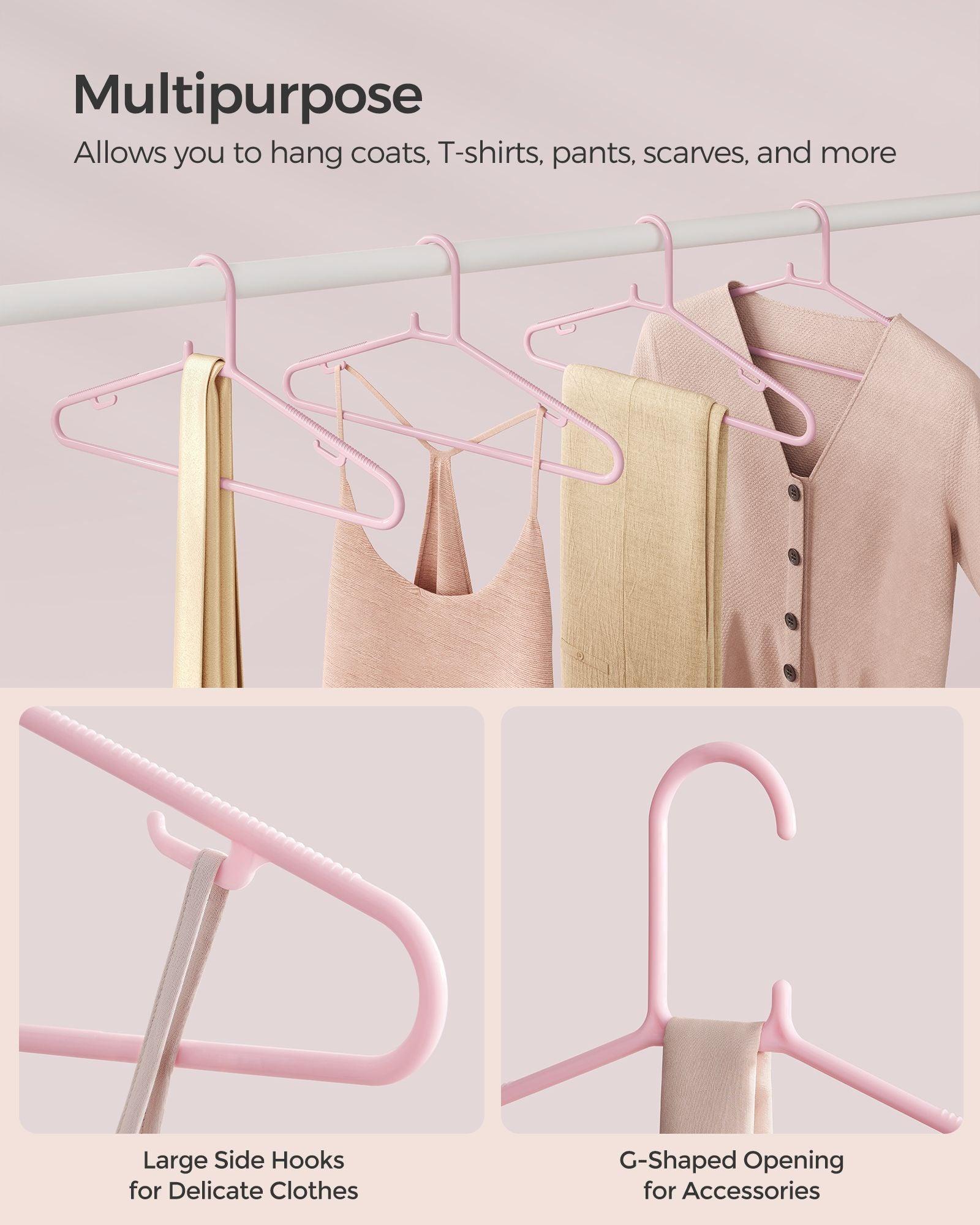 50-Pack Plastic Clothes Hangers Jelly Pink FredCo