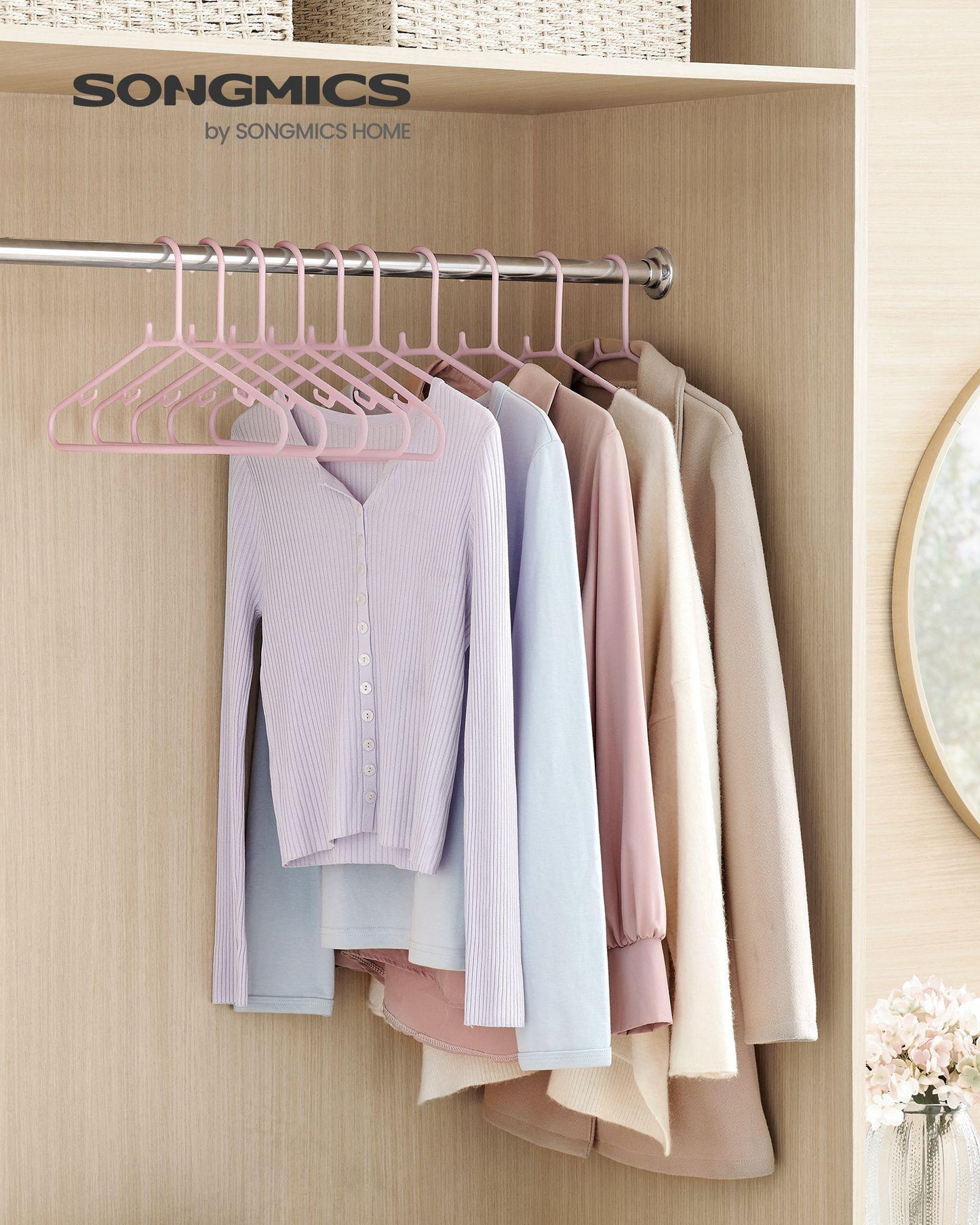 50-Pack Plastic Clothes Hangers Jelly Pink FredCo