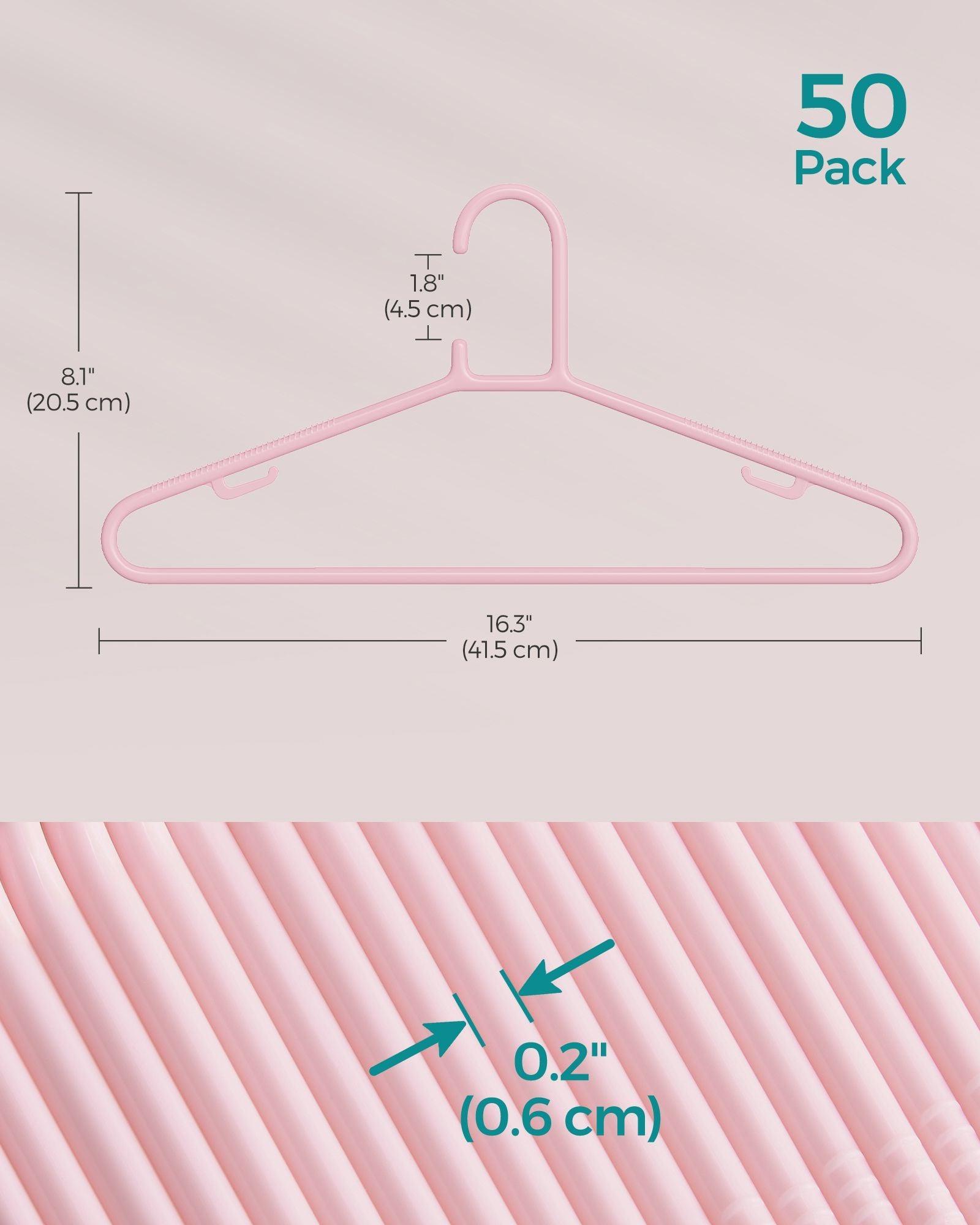 50-Pack Plastic Clothes Hangers Jelly Pink FredCo