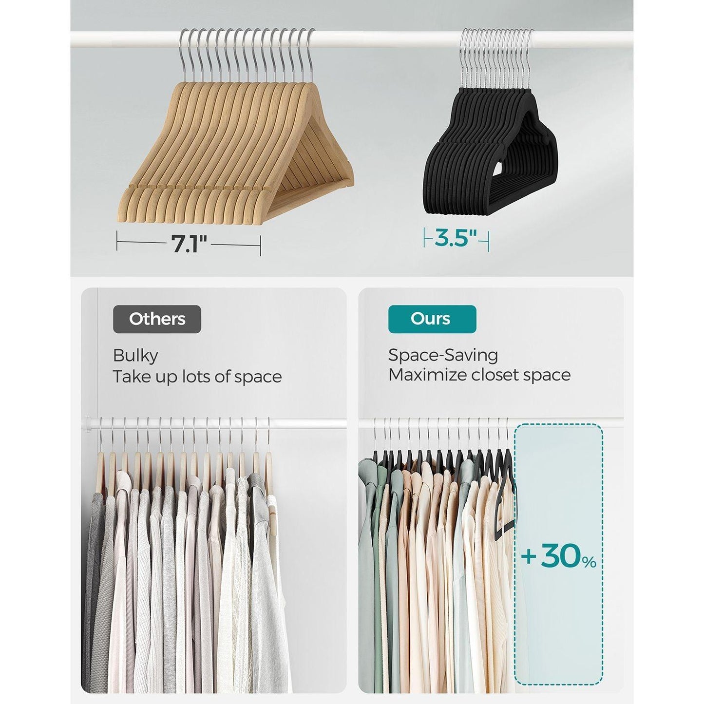 50-Pack Velvet Hangers Black FredCo