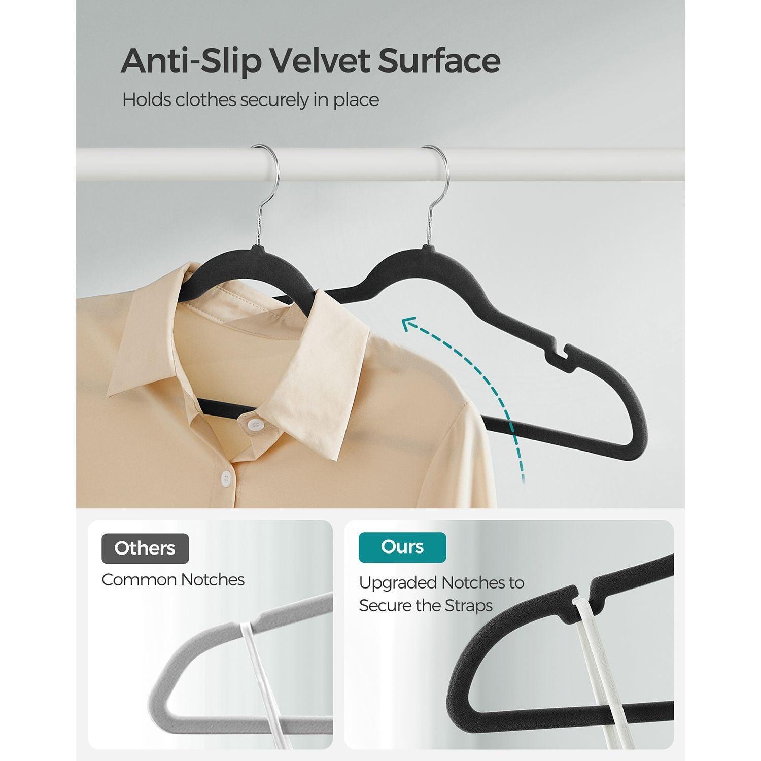 50-Pack Velvet Hangers Black FredCo