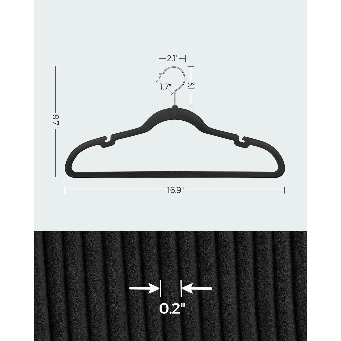 50-Pack Velvet Hangers Black FredCo