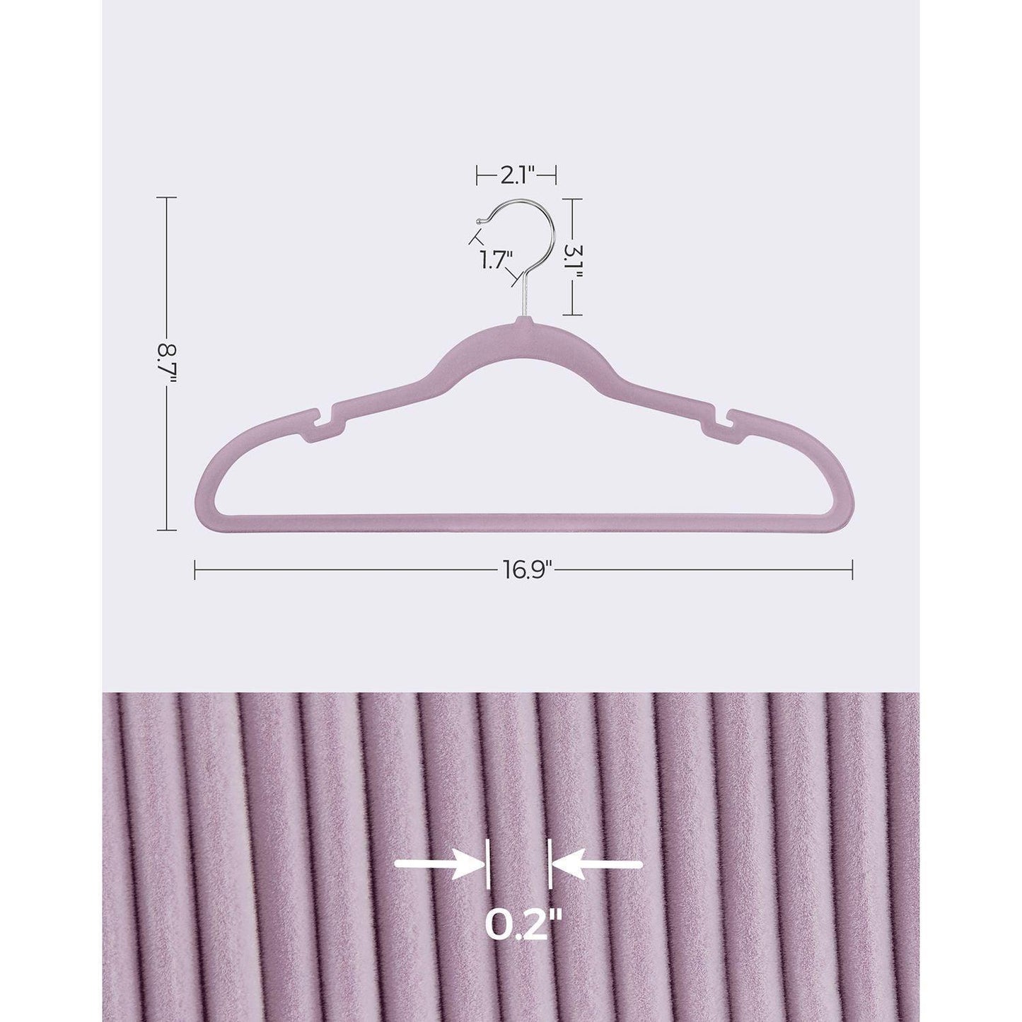 50-Pack Velvet Hangers Light Purple FredCo