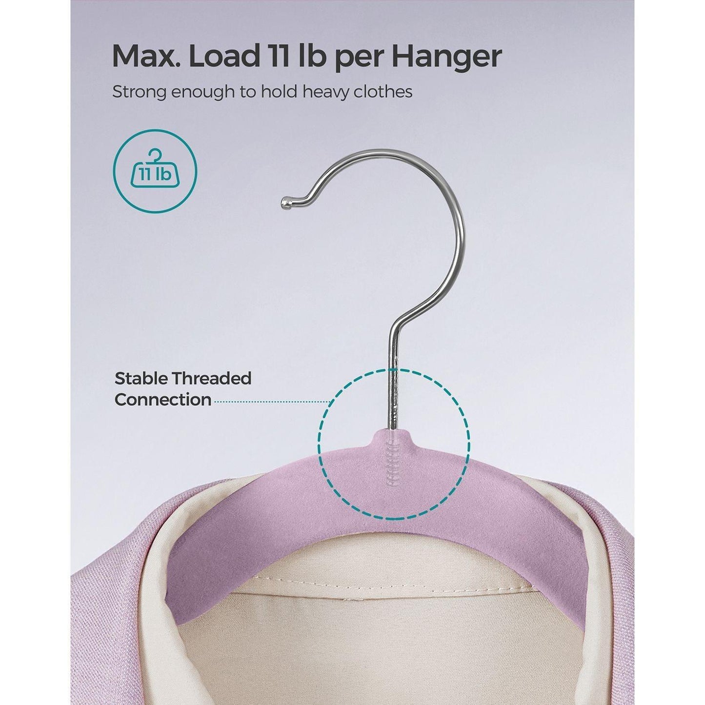 50-Pack Velvet Hangers Light Purple FredCo