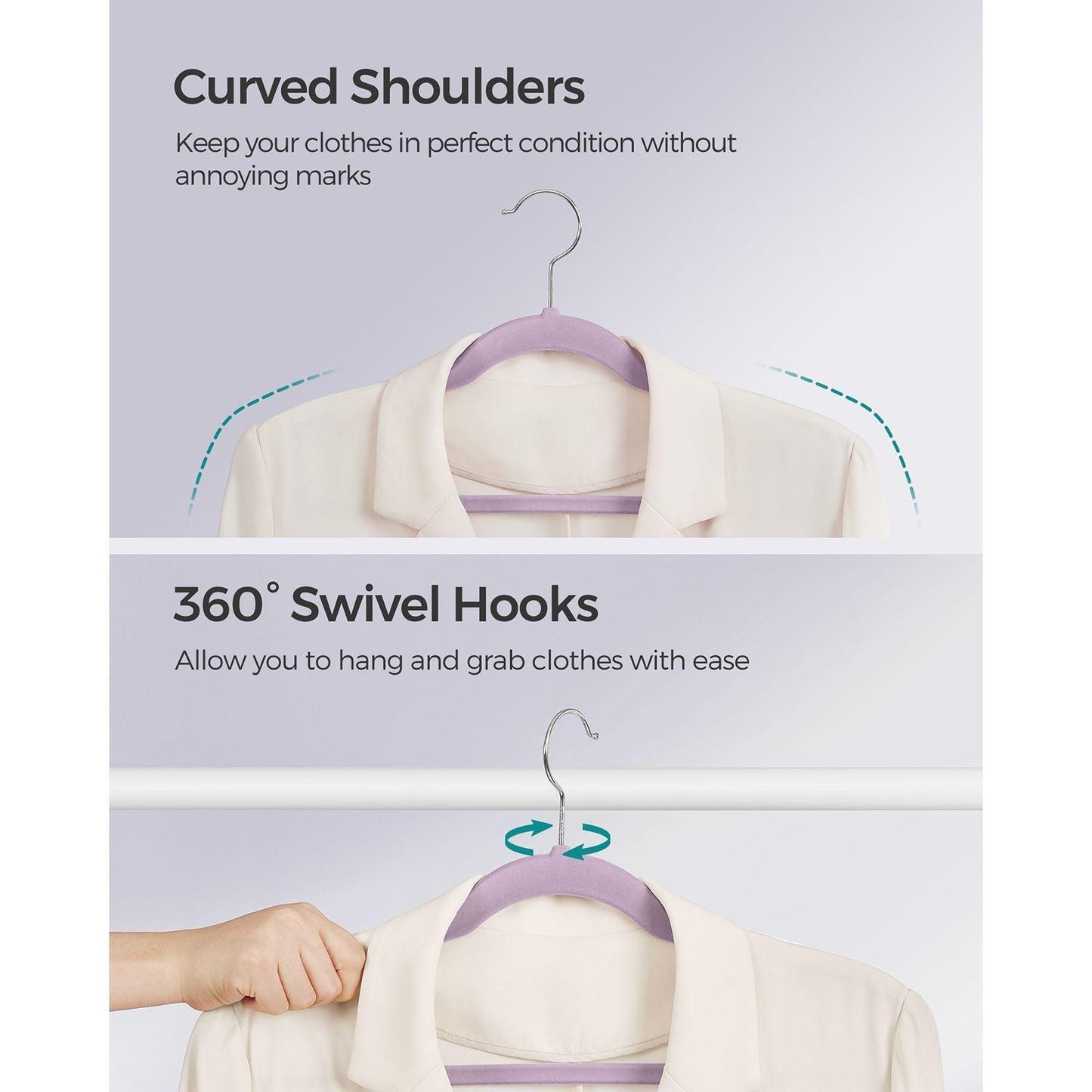 50-Pack Velvet Hangers Light Purple FredCo