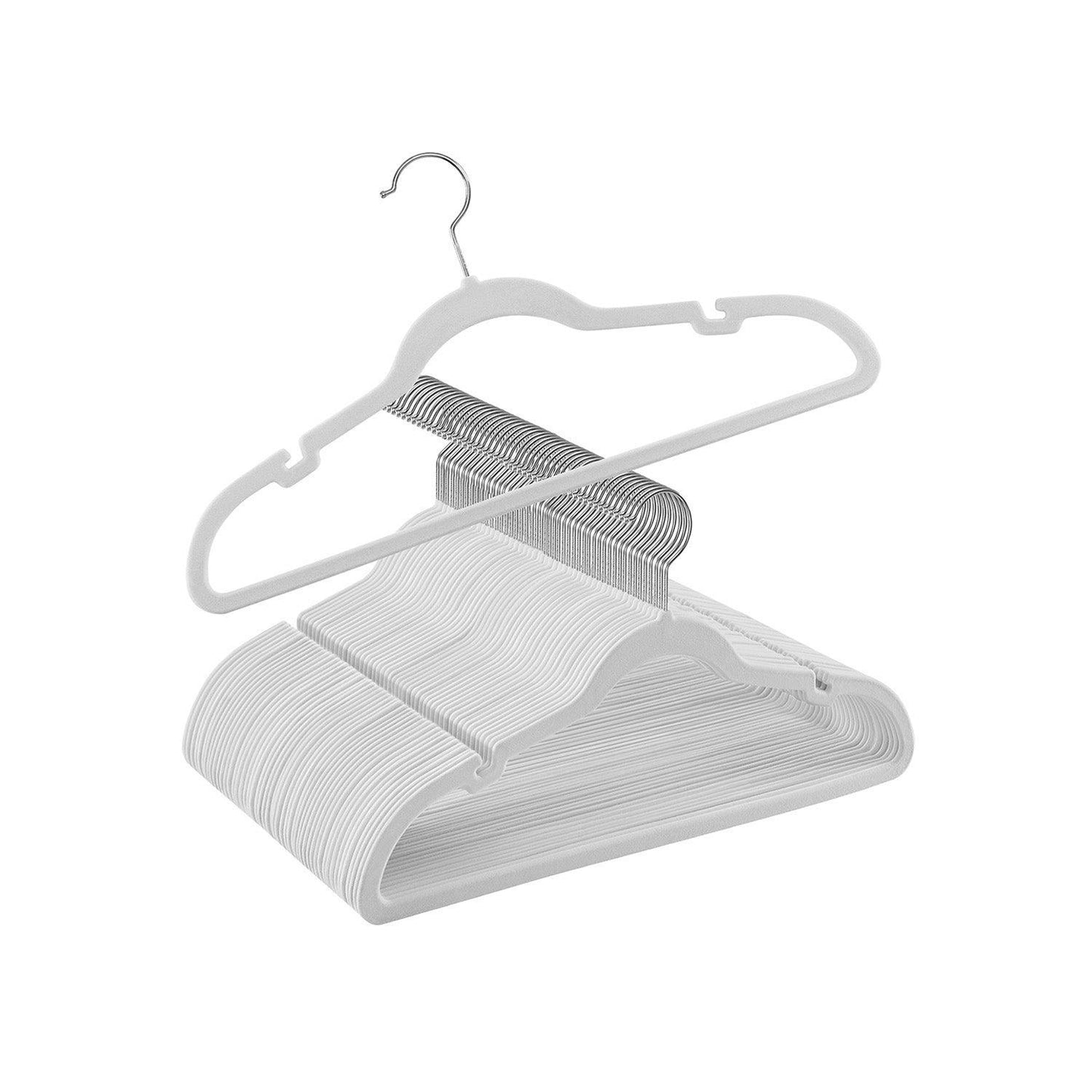 50-Pack Velvet Hangers White FredCo