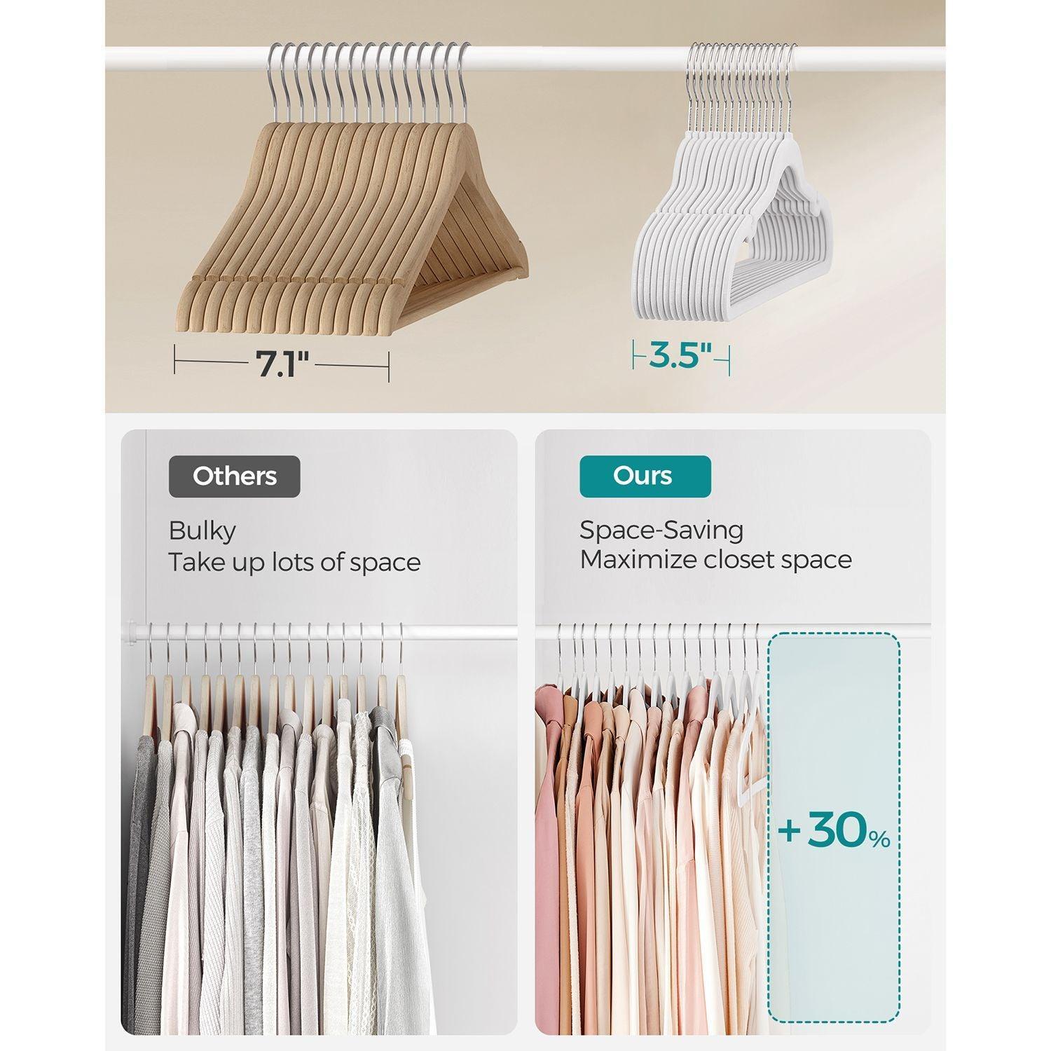 50-Pack Velvet Hangers White FredCo