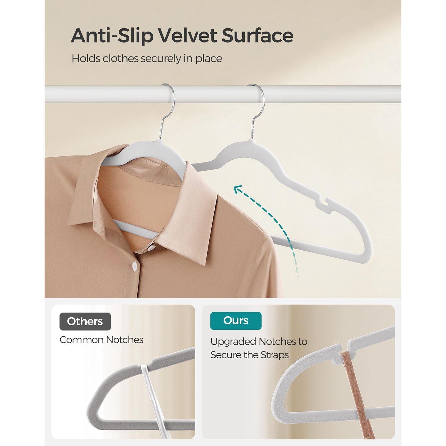 50-Pack Velvet Hangers White FredCo