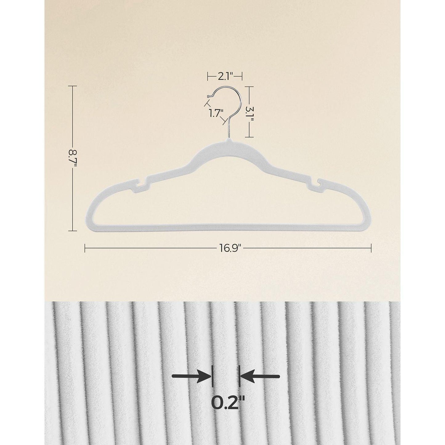 50-Pack Velvet Hangers White FredCo