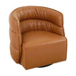 Modern brown leather accent chair with curved backrest from FredCo International furniture collection
