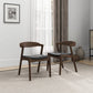 Dakota Mid-Century Solid Wood Dining Chair Set with Black Leather Upholstery Set Of 2 FredCo
