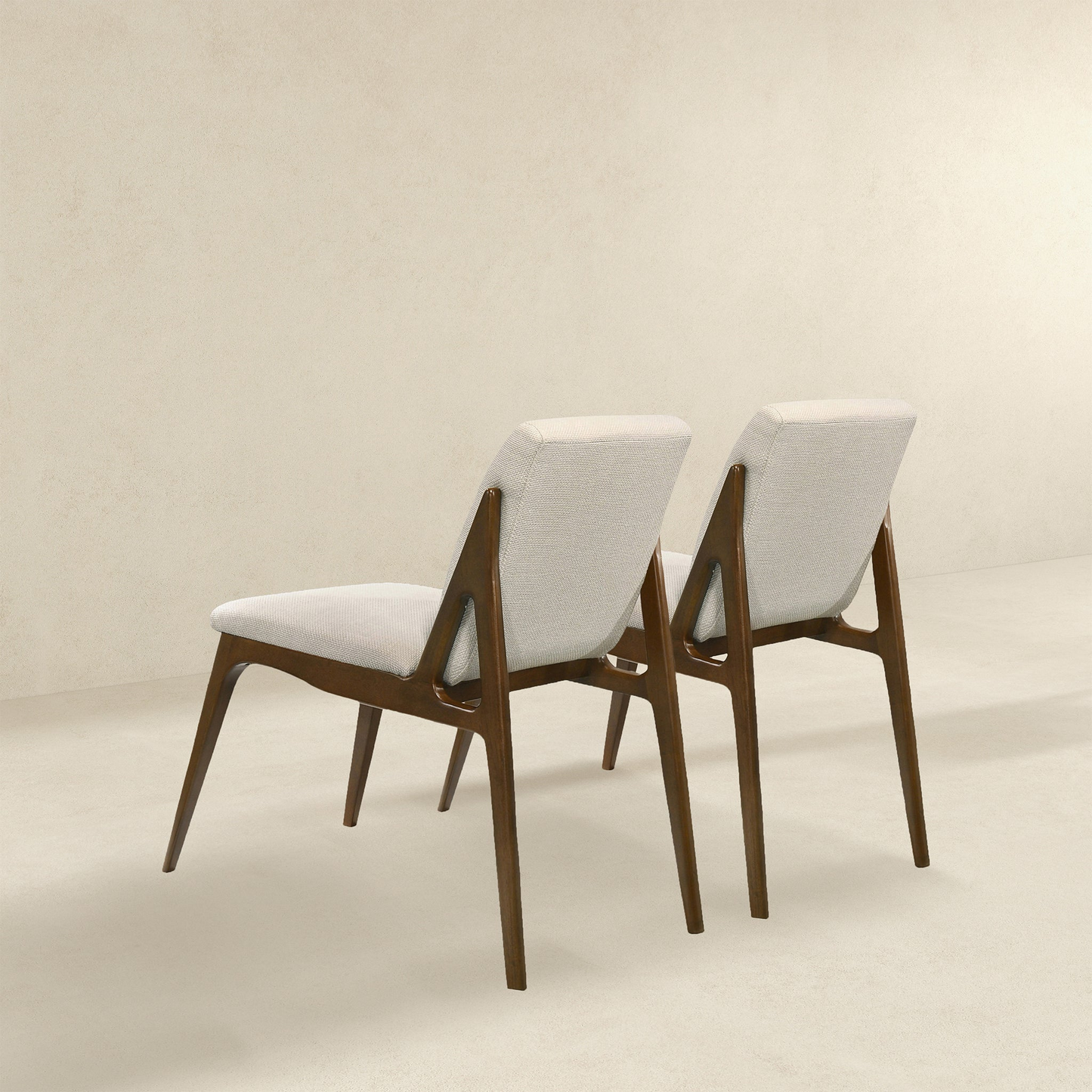Grivelle Contemporary Cream Fabric Dining Chair Set with Solid Wood Base Set Of 2 FredCo