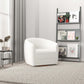 High Quality Elise Mid Century Modern Beige Boucle Swivel Chair with Elegant Design and Multi-functional Use 34.2W'x 30D'x 30H' Swivel Round Chairs for Living Room Bedroom Reading, White FredCo