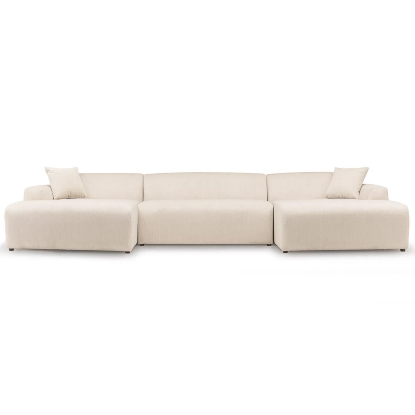 Modern beige sectional sofa with two pillows, home furniture from FredCo International