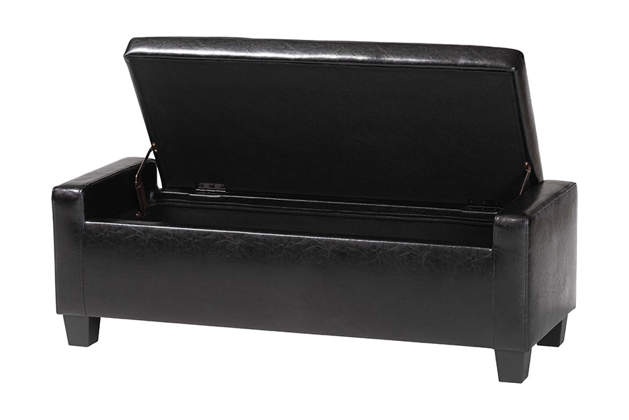 Baxton Studio Manchester Black Ottoman