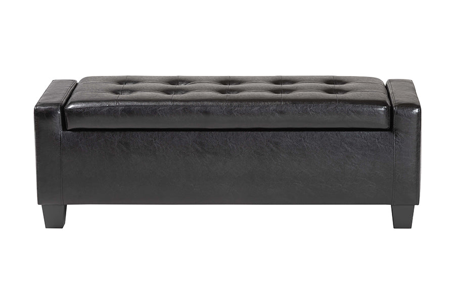 Baxton Studio Manchester Black Ottoman