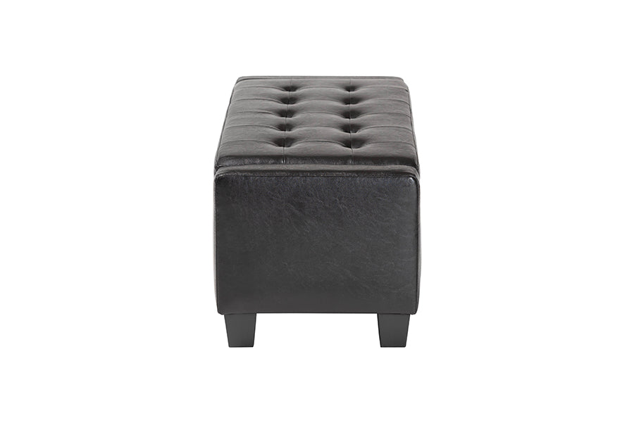 Baxton Studio Manchester Black Ottoman