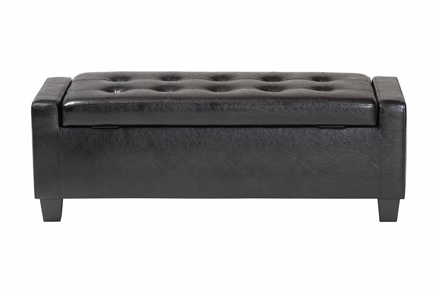 Baxton Studio Manchester Black Ottoman